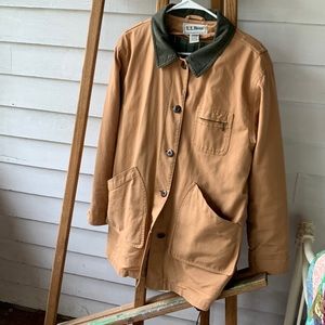 LL BEAN flannel lined canvas barn coat